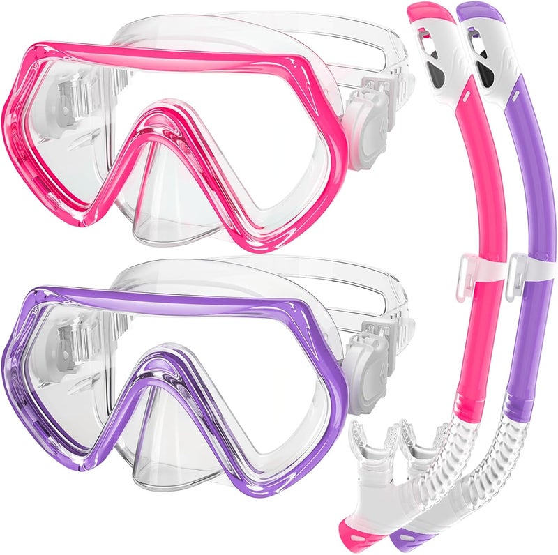 ZipAura Snorkeling Gear for Kids, Kids Snorkel Set for Ages 3-14, Anti-Fog Diving Mask and Dry Top Snorkel Combo Set, Unisex Swimming Goggles - Image 1